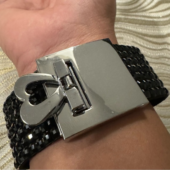 ⚜️3 for $30⚜️Glittery Black Faceted Acrylic Bracelet Stainless Steel Heart Clasp - Picture 6 of 10